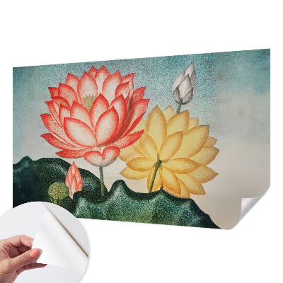Peel and stick wall mural with a lotus flower design
