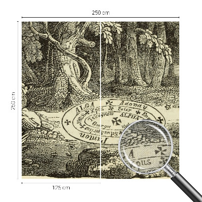Self-adhesive wall mural with a magic circle design