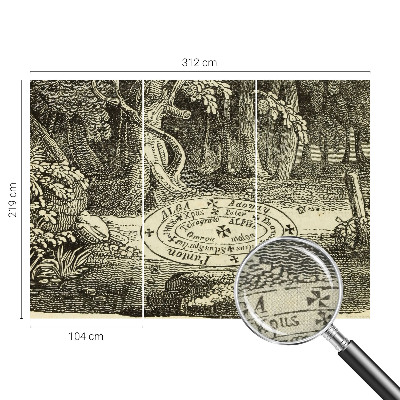 Self-adhesive wall mural with a magic circle design
