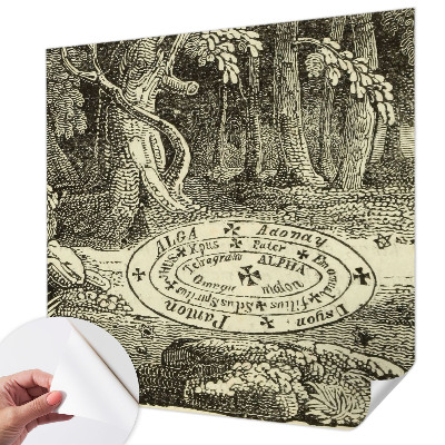 Self-adhesive wall mural with a magic circle design