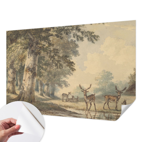 Stick-on wall mural with a tranquil forest design