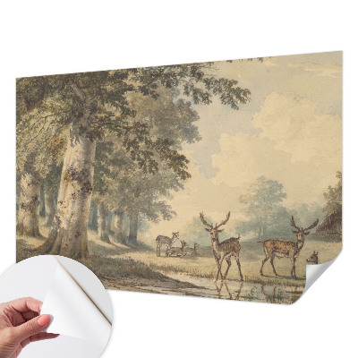 Stick-on wall mural with a tranquil forest design