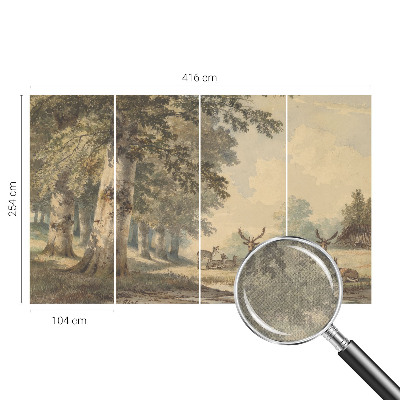 Stick-on wall mural with a tranquil forest design