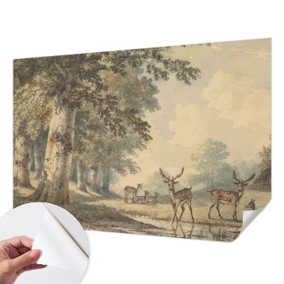 Stick-on wall mural with a tranquil forest design