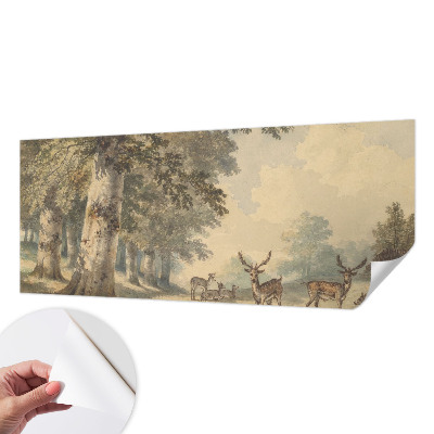 Stick-on wall mural with a tranquil forest design