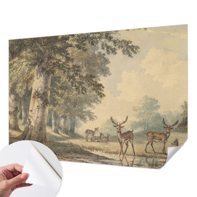 Stick-on wall mural with a tranquil forest design