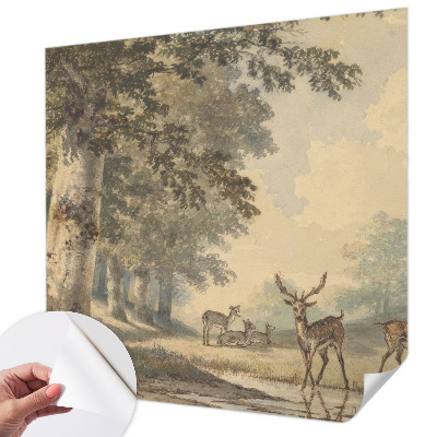 Stick-on wall mural with a tranquil forest design