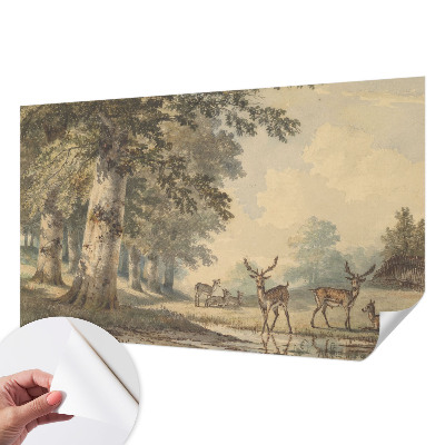 Stick-on wall mural with a tranquil forest design