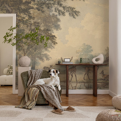 Stick-on wall mural with a tranquil forest design