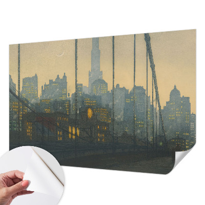 Peel and stick wall mural for kids' room featuring an evening panoramic scene