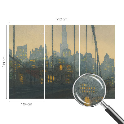 Peel and stick wall mural for kids' room featuring an evening panoramic scene
