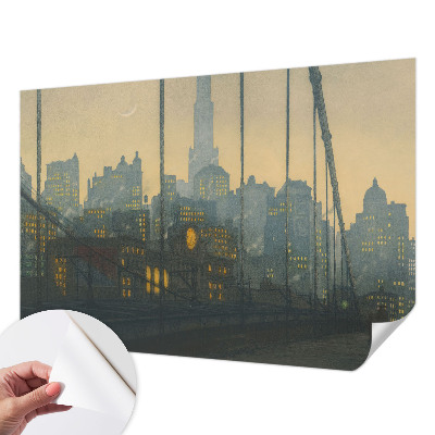 Peel and stick wall mural for kids' room featuring an evening panoramic scene