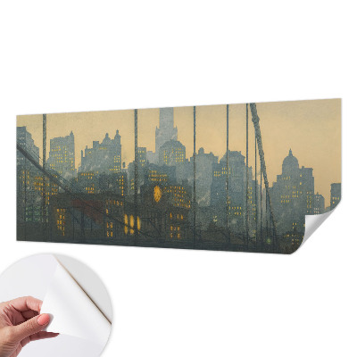 Peel and stick wall mural for kids' room featuring an evening panoramic scene