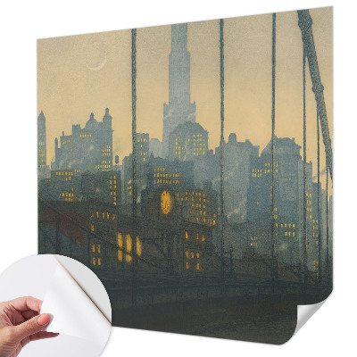 Peel and stick wall mural for kids' room featuring an evening panoramic scene