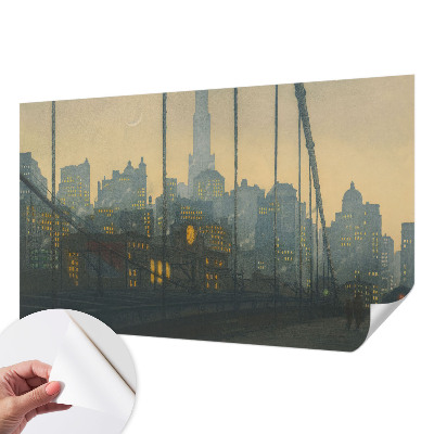 Peel and stick wall mural for kids' room featuring an evening panoramic scene