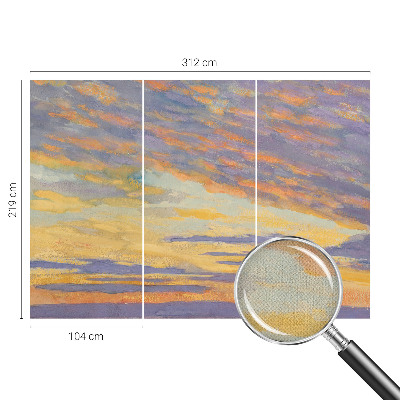 Removable wall mural with a pastel sky design