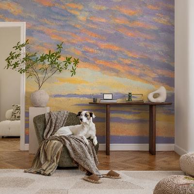 Removable wall mural with a pastel sky design