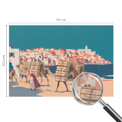 Peel and stick wall mural for living room Camel caravan