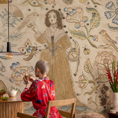 Peel and stick wall mural for kids' room with a colorful nature motif