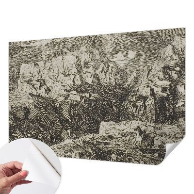 3D wall mural with a mountain scenery design