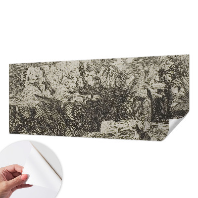 3D wall mural with a mountain scenery design