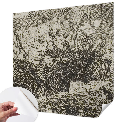 3D wall mural with a mountain scenery design