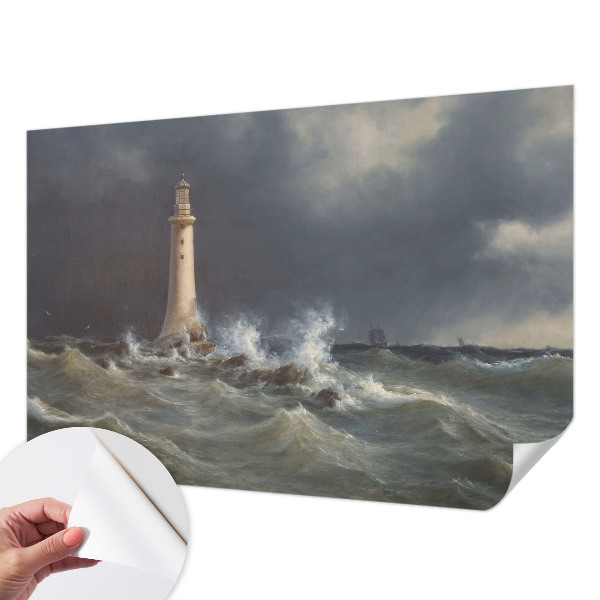 Nursery wall mural featuring a sea storm design
