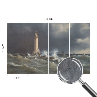 Nursery wall mural featuring a sea storm design
