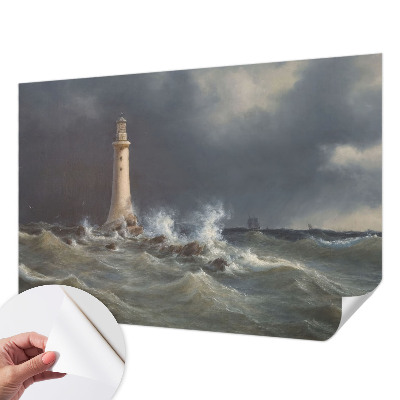 Nursery wall mural featuring a sea storm design