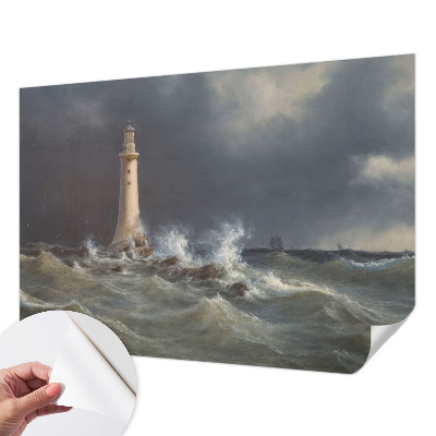 Nursery wall mural featuring a sea storm design