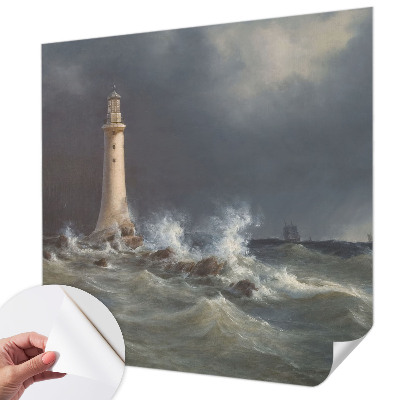 Nursery wall mural featuring a sea storm design