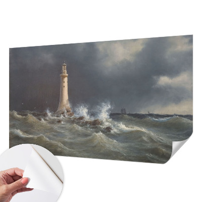 Nursery wall mural featuring a sea storm design