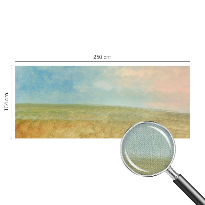 Children's wall mural with a pastel fields design