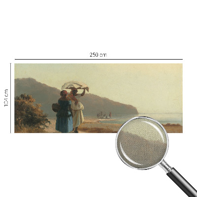Baby room wall mural featuring a seaside walk scene