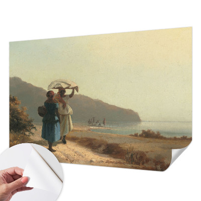 Baby room wall mural featuring a seaside walk scene