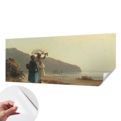 Baby room wall mural featuring a seaside walk scene