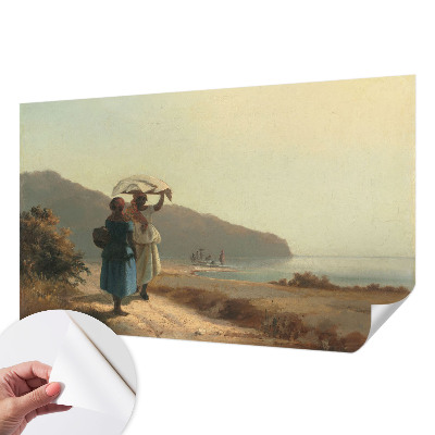 Baby room wall mural featuring a seaside walk scene