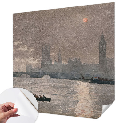 Peel and stick wallpaper mural featuring a night panorama