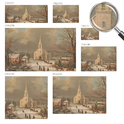 Self-adhesive wall mural with a winter landscape design