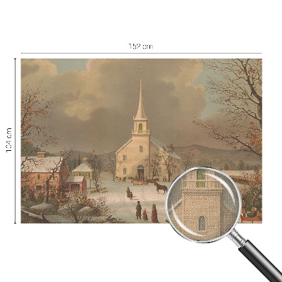 Self-adhesive wall mural with a winter landscape design