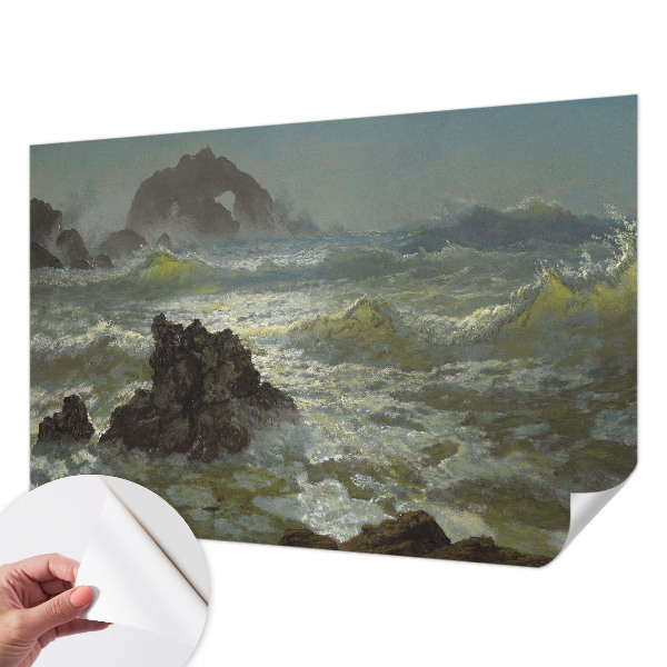 Stick-on wall mural with a stormy sea design