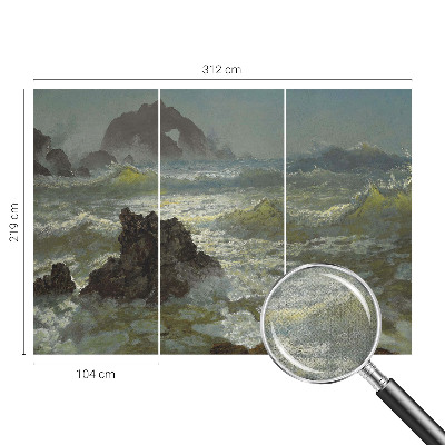 Stick-on wall mural with a stormy sea design