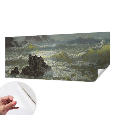 Stick-on wall mural with a stormy sea design