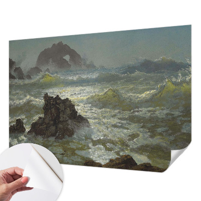 Stick-on wall mural with a stormy sea design