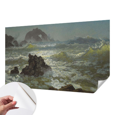 Stick-on wall mural with a stormy sea design
