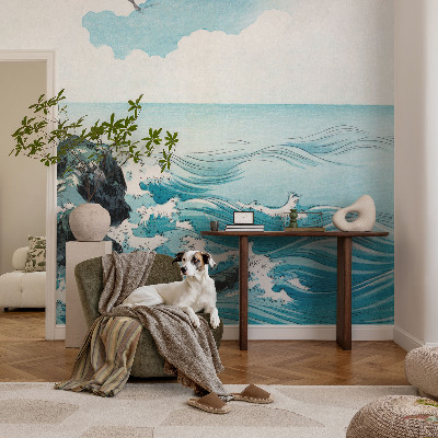 Removable wall mural featuring a sea scene