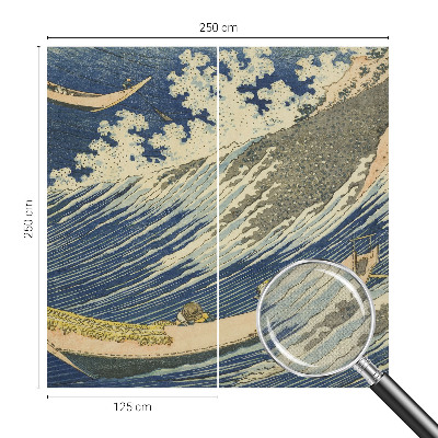 Removable wall mural wallpaper with a sea waves design