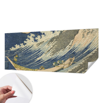 Removable wall mural wallpaper with a sea waves design
