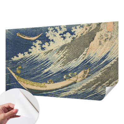 Removable wall mural wallpaper with a sea waves design