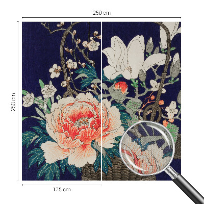Peel and stick wall mural for living room with a flower basket design